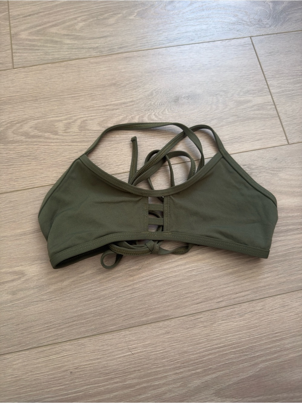 Jolyn Clothing Olive Green Strappy Bikini Top